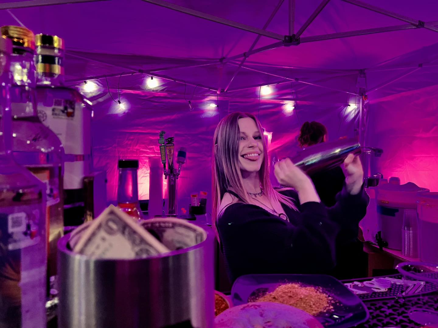 Mobile bar setup with bartender