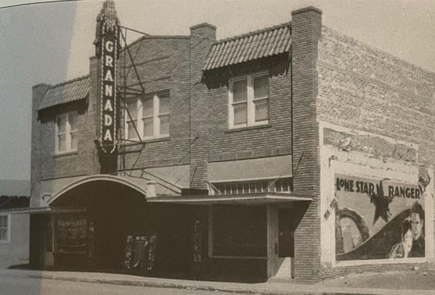 Historic Granada Theatre exterior with Lone Star Ranger poster